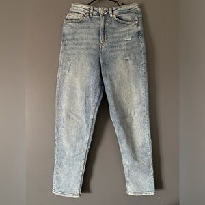 H&M Divided Mom Jeans Size EUR 38 Light Acid Wash Denim Y2K Grunge